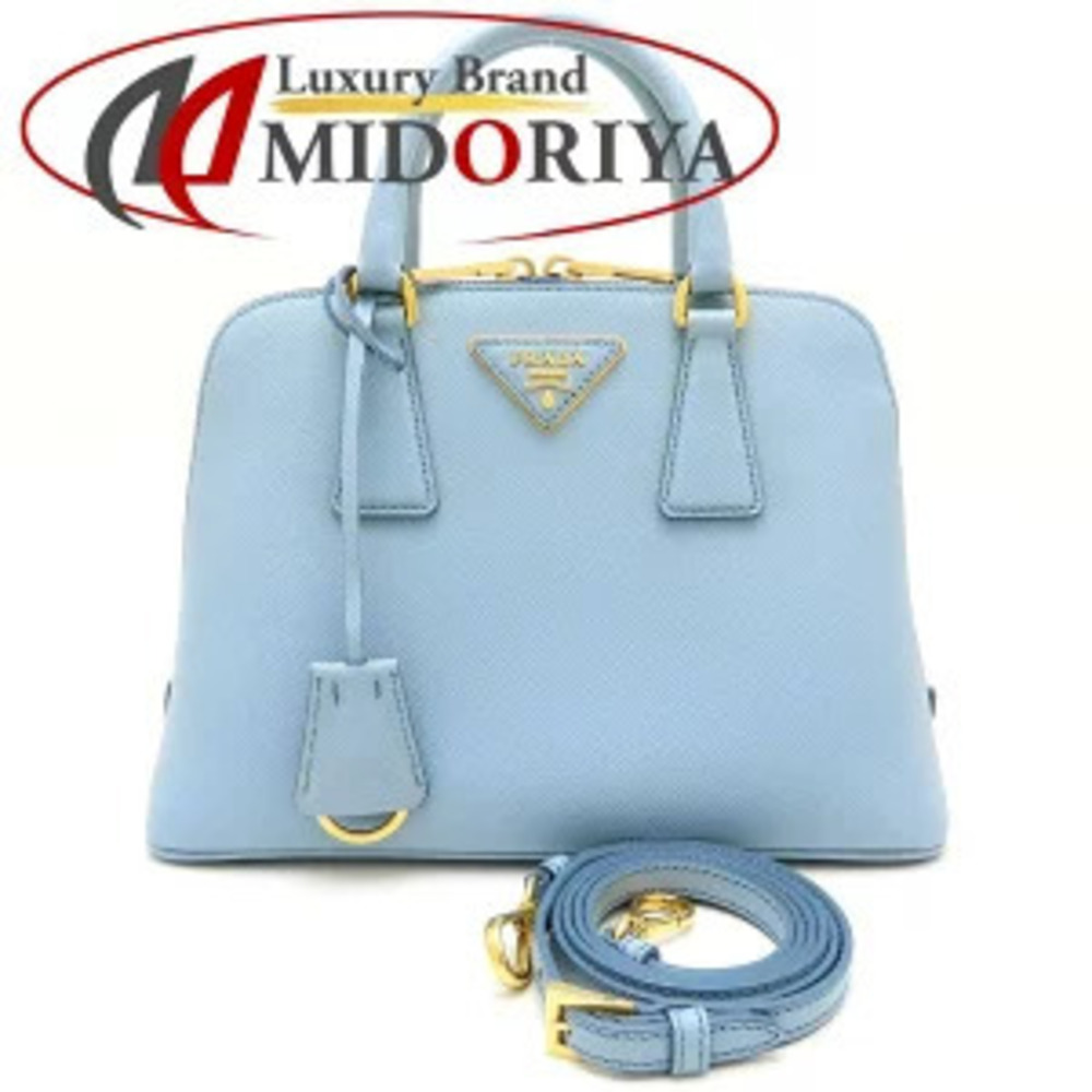 PRADA Handbag Saffiano Leather Blue
